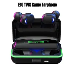 E10 Беспроводные наушники TWS Game Headsets Bluetooth Hifi стерео бас звукозаписывает музыкальные наушники Power Bank Наушники с микрофоном