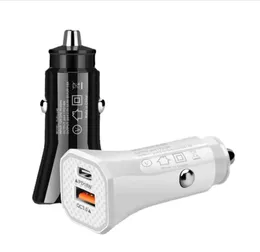 12W PD Tipo USB C 2 Portas Dual Carregador de carro Automática Auto adaptadores para iPhone 11 12 Samsung LG Telefone Android com caixa Escolha 18W