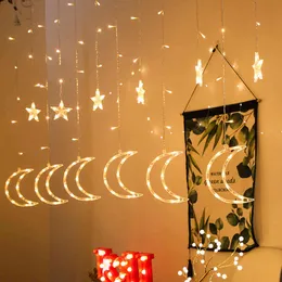 Eid Mubarak 3,5m LED-strängljus islamisk stjärna och måne Ramadan dekorationer för hem Eid Mubarak Inredning Ramadan Dekoration Party 210408