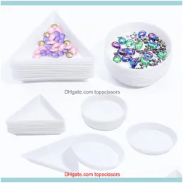 Andra föremål Salong Health Beautyround Triangle Plastic Rhinestone Nail Art Box Plate Tray Holder Lagring Container smycken Glitter Cup Mani