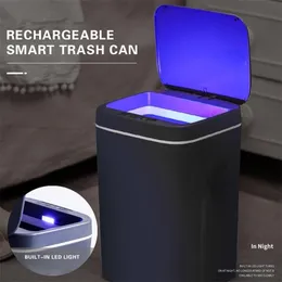 16L Smart Trash Can Automatisk Sensor Dustbin Kök Badrum Skräp Bucket Intelligent Electric SmartWaste Bins 211103