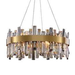 Luksusowy Kryształ Owalny Okrągły LED Żyrandol Oświetlenie Luster Wiszące Lampy Zawieszenie Oprawy Lampin do jadalni