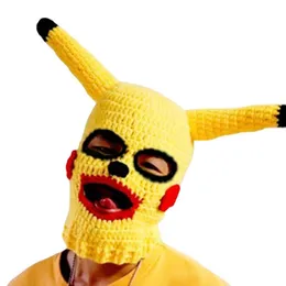 Berets Unisex Balaclava Hat Wool Zimowe Kapelusze Kapelusze Żółte Party Funny Beanie Skullies Cap Dla Kobiet Mężczyzn Czysta Handmade