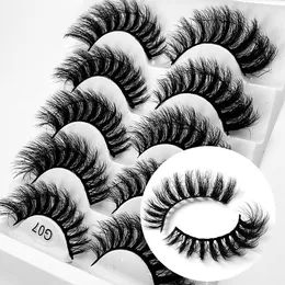 Partihandel 5PAirs Dramatiska tjocka falska ögonfransar 3D-faux mink Fake Eyelash Multilayer Korsad Fluffy Lashes Extension Beauty Makeup Tool