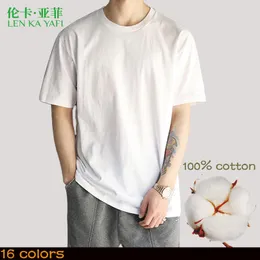 Men's T-Shirts Cotton White Plain Basic T Shirt Man Black Summer Short Sleeve Casual Fashion 2021 Spring Brand Loose Classic Solid XXL