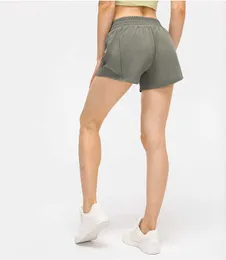LU LU LEMONS Женские шорты для йоги -33 Hotty Hot Pants Pocket Quick Dry Speed Up Спортивная одежда Спортивная одежда Дышащая Fiess Высокая эластичная талия