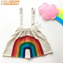 Baby Girls Skirt Kids Stickning Rainbow Tutu S Party Wedding Dance Kläder Mode Märke S 210429