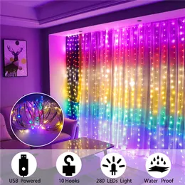 3M USB Rainbow String Luz LED Fairy Garland Curtain Light para festa de férias New Year Decoração de Natal Lâmpada de quarto