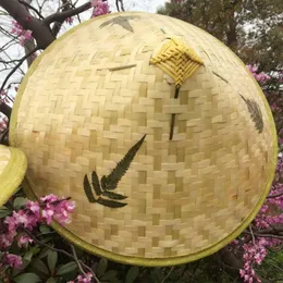 Utomhushattar kinesiska retro bambu rotting fiskare hatt handgjorda väv halm hink turism regn cap dans rekvisita konfiske solskade
