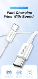 VIPFAN 고전류 18W 20W PD 빠른 데이터 케이블 빠른 충전 USB C 충전 Samsung Xiaomi Huawei CB-P2 용 Charming Type-C 케이블