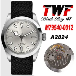 TWF Cinqüenta Eight 41mm 79540 A2824 Mens Automático Assista Polido Aço Bezel Silver Dial Black Tecido Cinta 9 Estilos Super Edição 2022 Novos Relógios Puretime H8