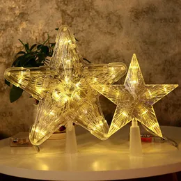 Julgran Top Led Star Night Light Ornaments Garland Nyår 2022 Dekor dekorationer för hem Navidad H0924