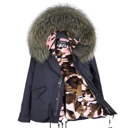 Kvinnors Fur Faux Libieliy En vinter Nice Raccoon Innerblåsdesign överkamera kort kappa med överdimensionerad krage jack