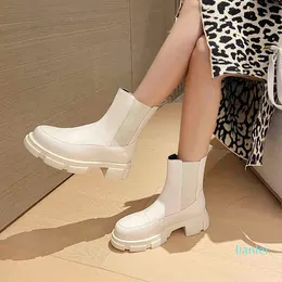 Klänning skor qutaa 2022 mode ins äkta läder kvinnor fotled stövlar plattform varm päls högklack vinter za kvinna avslappnad storlek 34-41 ji5f