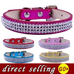 10st / mycket rhinestone husdjur puppy hund krage bling lyx diamante glitter läder liten nackband nalle röd rosa guld halsband