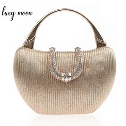 Clutch Bag Women Wedding Luxury Handbags for Champagne Elegant Shoulder Diamond U Shape Clasp Purse ZD1346