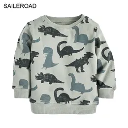 SAILEROAD Dinosaur Print Little Boys O Cuello Otoño Sudadera delgada para niños Sudaderas con capucha Ropa Sudaderas para niños 211029