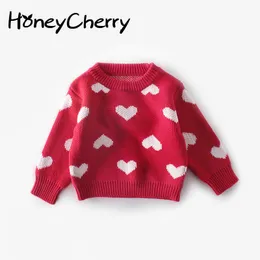 knitted knit sweater t-shirt love round neck pullover shirt cotton yarn female baby clothes born Knit Sweater 210515