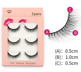 3D Eyelashe Fiber False 3 Pairs Eye Lash Packaging Soft Natural Riutilizzabile G300 Trucco Ciglia spesse all'ingrosso