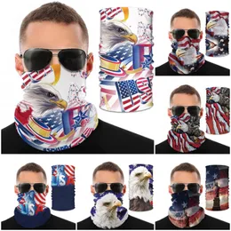 Fashion Usa American Flag National Bird Print Magic Scarf Multifunctional Face Mask Outdoor Sports Wristband Anti-mosquito Dustproof Cap