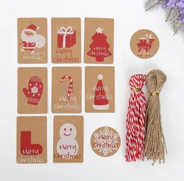 Jul Tag Set Kraft Paper Juldekoration Taggar Xmas Tree Elderly Party Card 3000PCS / Lot SN2920