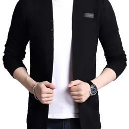 Liseaven Cardigans Mens Solid Sweater Cardigan Trench Male Jacket Casual Höst Pure Färg Mäns Tröjor 210809