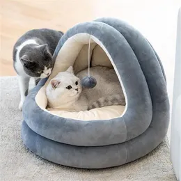 Кошачьи кровати мебель роскошная пещерная кровать микрофибрь для домашнего животного палатка теплое мягкая подушка