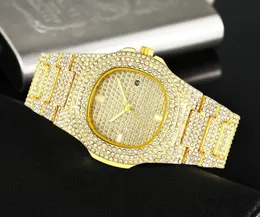 Wristwatches Bling Diamond Kobiety Mężczyźni Zegarki Iced Out Gold Silver Quartz Wrist Watch Mens Clock Relogio Feminino Zegarek Damski