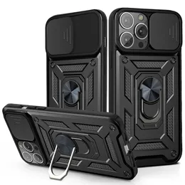 TPU-Stoßstangenpanzerung, verschiebbare Kameraabdeckungshüllen für iPhone 13 12 11 Pro Max XR Samsung S22 A03S A13 Lite A33 A53 A73 M52 5g A03 Ultra Dual-Shell-Schutz mit magnetischem Ring