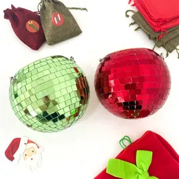 5 Colors Christmas Decor Disco Ball Planter Vase Wall Hanging Pot Flower Pots Rope Flowerpot Balcony Home 211130