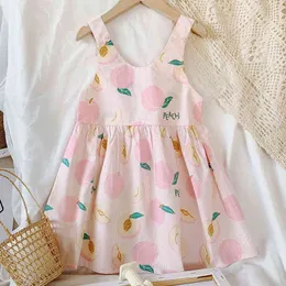 Summer Sukienka Dress Dziewczyna Dress Dzieci Sundress Owoce Drukowane Maluch Sukienki Dla Korei Style Odzież dziecięca 2-6y 210515