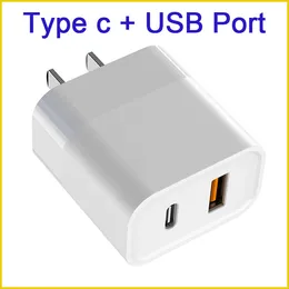 TYPE C USB Dual Port 2.1A utgång väggladdare för ny iPhone 12 13 Pro Max Power Adapter Poly Bag