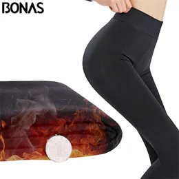 BONAS 2Pcs Women Warm Leggings Fitness Soft Comfortable Leggins Female Velvet Plus Size Elasticity Winter 211215