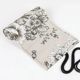 أكياس قلم رصاص F2TA Peony 12/24/36/48/72 Canvas Roll Pen Curtain Bag Case Makeup Wrap Pouch Storage Storage School