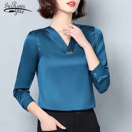 Fashion Long Sleeve Satin Blouse Blusas Mujer De Moda Spring Elegant Silk Clothes Casual Women Tops 8936 50 210521