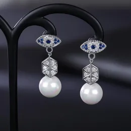 Dangle & Chandelier Fashion Silver Color Vintage Costume Eye Earring Jewelry Blue Eyes Drop Wedding Party Earrings For Women Zk40