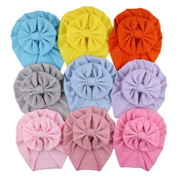 18*20 CM Candy Color Handmade Bowknot Baby Girls Elastic Hats Soft Skin-friendly Warm Newborn Caps Fashion Bows Headwear