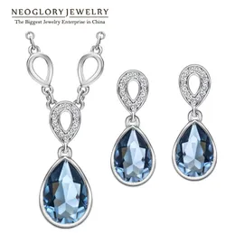 Earrings & Necklace Neoglory Austrian Crystal Waterdrop Wedding Jewelry Sets Bridemaid Gift Rhinestone 2021 Charm Brand JS9 Pur1