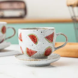 Ceramiczny zabawny kubek kawy Śliczny kwiat kawaii wielokrotne espresso podróż japoński styl kubek ceramicz i spodek bl50bd Pucharki