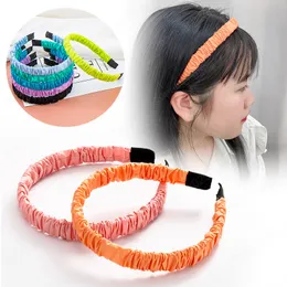 Katı Renk Kafa Basit Pileli Kabarcık Hairband Kadın Kızlar Moda Scrunchy Retro Saç Hoop Şapkalar Saç Aksesuarları