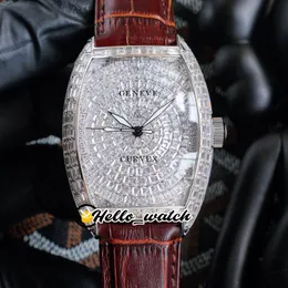 TWF V2 Upgrade Grand Cintree Curvex Watches Gypsophila 8880 Automatic Mens Watch Steel Case Big Diamond Brown Leather HWFM Hello_watch 7Style