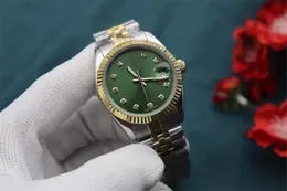 Novos chegados vender a quente vender o homem mecânico clássico assistir quartzo automático banda de aço inoxidável relógios de luxo assistindo 36mm verde rosto 239