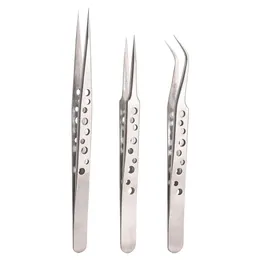 Stainless Steel Metal Sharp Pointed ST - 12 14 15 With Hole Tweezers Forceps Pincers Nipper Repair Tools Wholesale