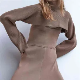ZXQJ女性のファッションアームウォーマートリミングケーブルニットセータービンテージハイネック長袖女性プルオーバーシックなトップス210812