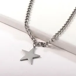 Pendant Necklaces Baoyan 18K Gold Plated Star Necklace Punk Style Lucky Round Tag Statement Curb Link Chain For Women