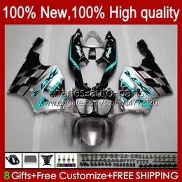 Kropps karosseri för Kawasaki Cyan Silvery New Ninja ZX7R ZX750 ZX-7R ZX 7 R ZX 750 28HC.108 ZX 7R 96 97 98 99 00 01 02 03 ZX-750 1996 1997 1998 1999 2000 2001 2002 2003 Fairing Kit