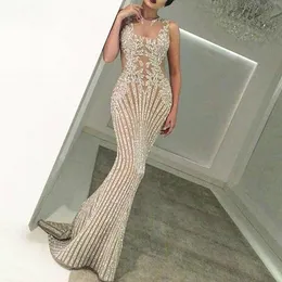 Świecący Silver Sexy Mermaid Prom Dresses 2022 Długie Koronki Cekiny Zroszony Backless Chic Suknie Wieczorowe Formalna Dression Sukienka