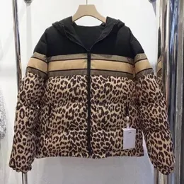 Moda-grande marca inverno revestimento pu leopardo impressão solta mulheres com capuz jaqueta roupas femininas casaco superior de alta qualidade