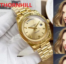 Hochwertige Herren-Modeuhr, 41 mm, klassisches Day-Date-Römisches Zifferblatt, Designer-Herrenuhr aus 316L-Volledelstahl, Automatikwerk, Sweep-Move-Armbanduhr