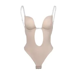 Kvinnors shapers sexig bodysuit underkläder backless party klänning kvinnor kropp shaper glider bh g-sträng midja tränare u kastar underdress shapewea